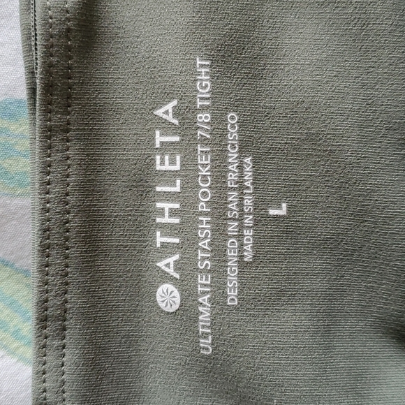 Athleta Olive Green Ultimate Stash Pocket 7/8 Tight Large Yoga Athletic Pants - Picture 4 of 12